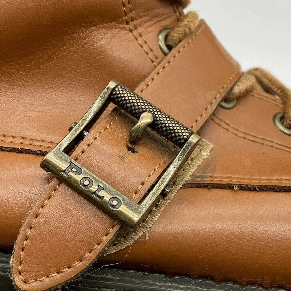 Polo by Ralph Lauren leather boots size 5 Brown lace Tie‎ Up High Ankle unisex - Picture 8 of 12